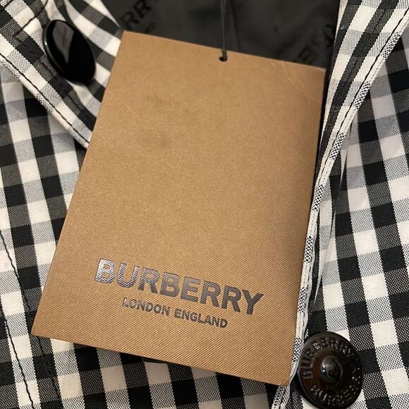 Burberry Black & White Gingham Technical Wool Loop-back Car Coat, NWT - Picture 8 of 15